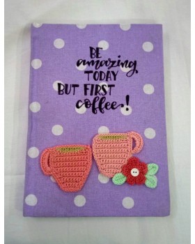 Diary with Crochet Embellished Coffee Mugs Diary with Crochet Embellished Coffee Mugs